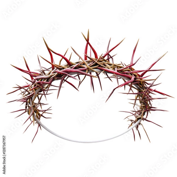 Obraz A stylized illustration of a Christian crown of thorns, transparent background, PNG