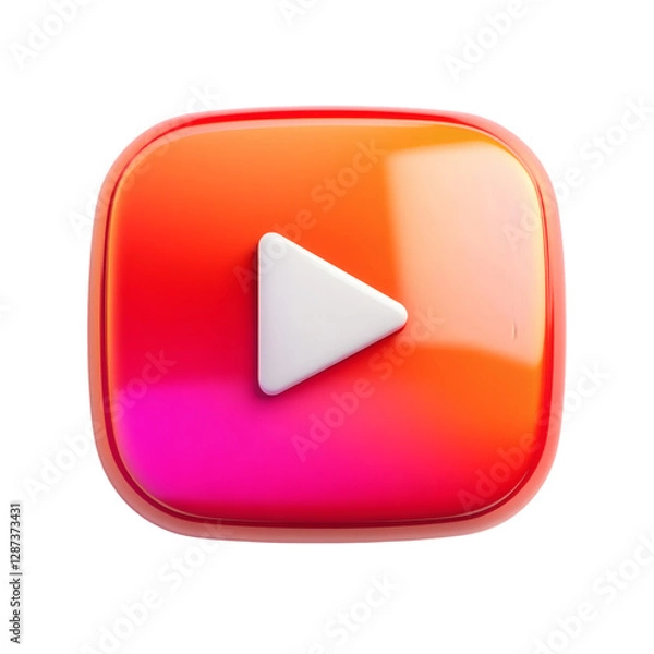 Obraz YouTube Play Button Gradient Red to Pink Isolated on Transparent Background