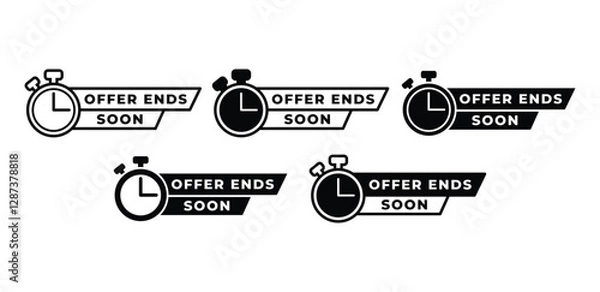Fototapeta offer ends soon banner label sticker sign speech bubble with timer icon vector design black white color illustration template set