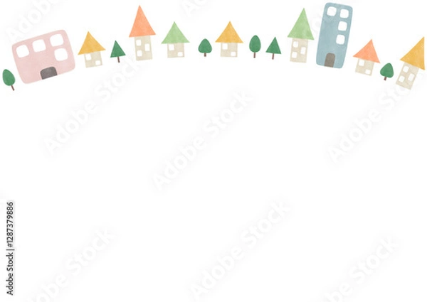 Fototapeta 街並み　風景　背景　イラスト