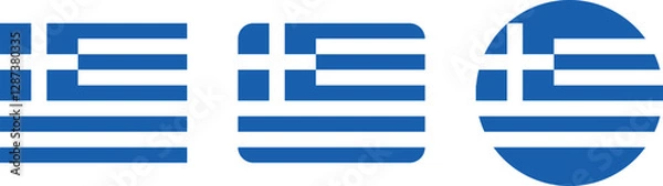 Fototapeta Diverse representations of the Greek flag in various shapes.