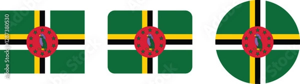 Fototapeta Dominica Flag: Square and Oval Variations, Representing National Identity