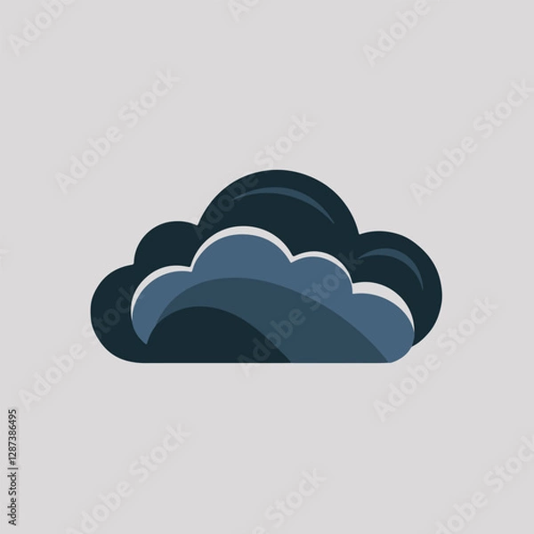 Fototapeta A Flat-Style overcast clouds on a Plain White Background