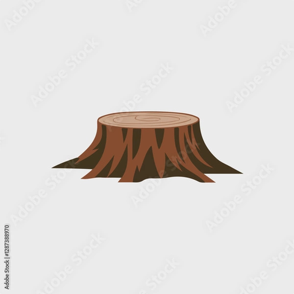 Fototapeta A Flat-Style tree stump on a Plain White Background