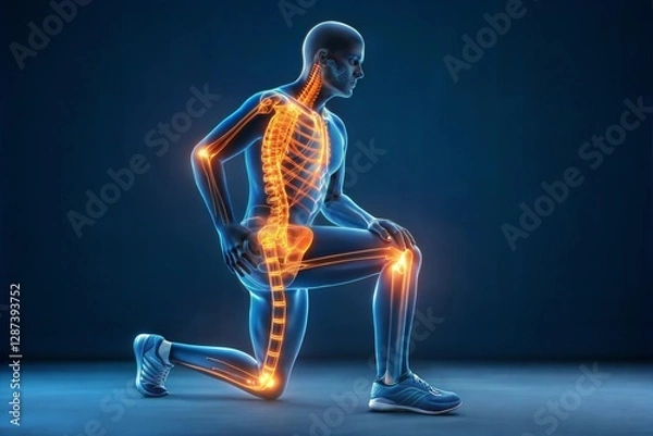 Obraz Human Skeleton and Joint Health: Visual Representation of Bone Structure and Joint Function