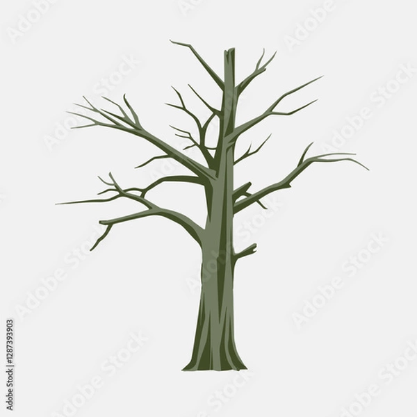 Fototapeta A Flat-Style Dead tree on a Plain White Background
