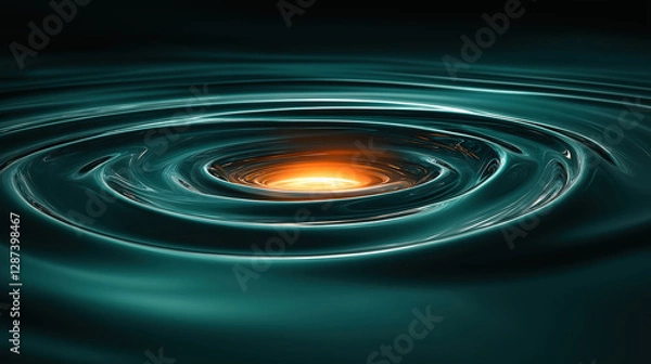 Fototapeta Spiraling layers of glowing mist swirling around a radiant core with emerald and cyan light