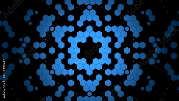 Fototapeta hexagon geometry abstract symmetry patterns illustration. Can be used to represent sacred geometry, snowflake molecular configurations or mosaic visual creative template