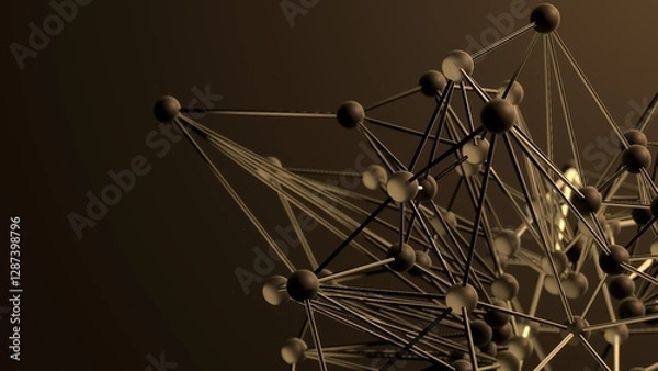 Fototapeta plexus dark elegant background structure 3d illustration. Can be used to represent modern geometric connections, digital particles energy or technology network