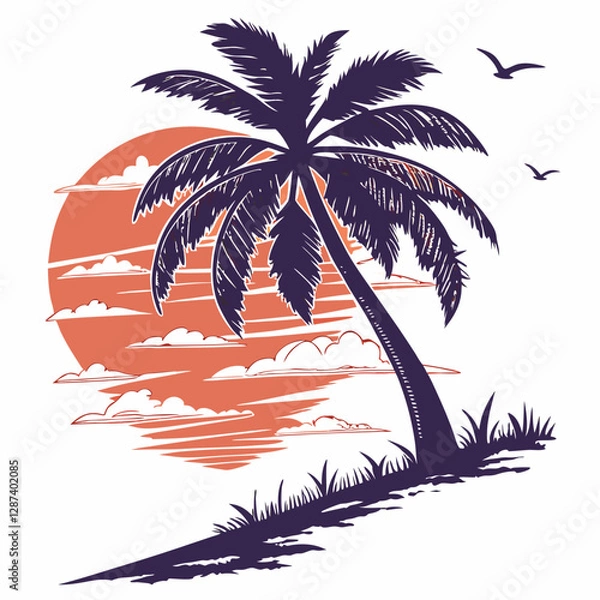 Obraz palm silhouette vector illustration
