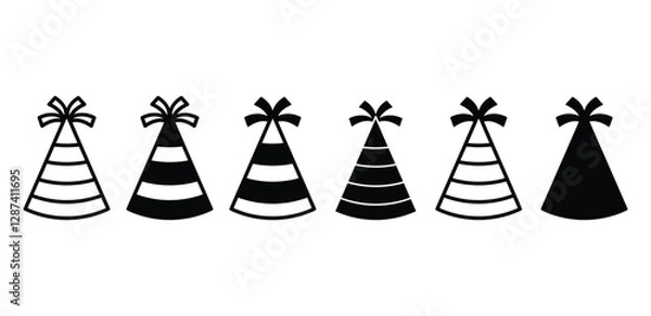 Fototapeta party hat accessory icon symbol vector design black white color illustration set