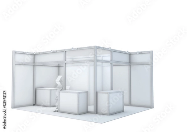 Obraz Trade show booth. 3d render isolated on white background