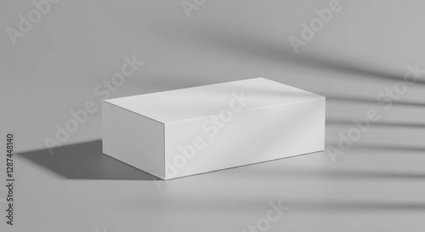 Fototapeta White Rectangular Box Mockup on Gray Background with Shadow Effect