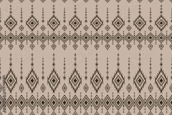 Fototapeta Ikat tribal Indian seamless pattern.Ethnic Aztec fabric pixel style.Ornament native boho chevron textile.Geometric African American oriental traditional vector illustrations. Embroidery style.