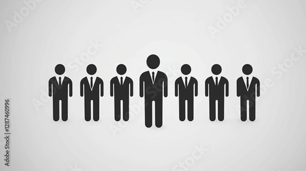 Obraz Businessmen in suits stand in a row showing leadership