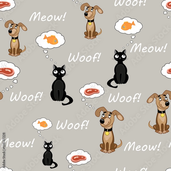 Fototapeta Cat and dog pattern