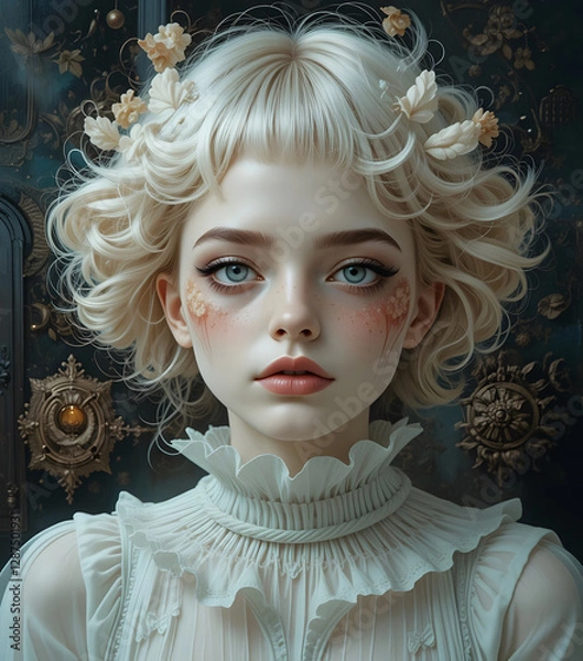 Fototapeta Ethereal and dreamlike, these surrealist female portraits blend reality with fantasy, capturing the essence of enigmatic beauty.