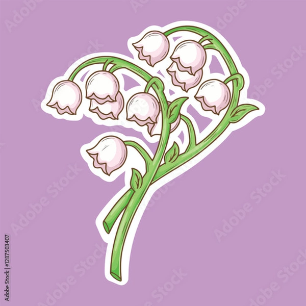 Obraz illustration art Lily of the valley sticker vector design