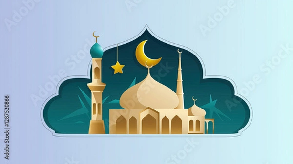 Obraz 2D DESIGN Ramadan crescent Eid decor Islamic items DESIGN VECTOR POSTER
