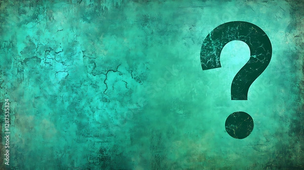 Fototapeta Teal Grunge Background with a Dark Question Mark