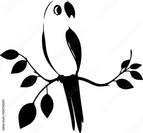 Fototapeta Parrot Silhouette Vector Art, Flying Parrot Silhouette Design, Parrot Bird Outline Vector, Tropical Parrot Silhouette Art, Parrot Silhouette Graphic, Jungle Parrot Vector Art, Minimalist Parrot Silhou
