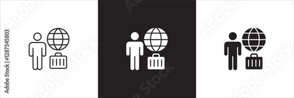 Fototapeta Office day off icon set. Holiday and vacation icon collection. Icon set contain symbol of work, business, travel, job, beach, mountain, summer, umbrella, suitcase. Vector stock illustration.
