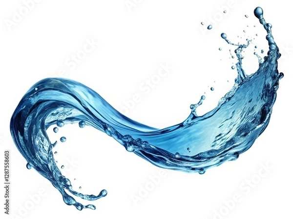 Fototapeta Crystal Clear Water Splash Curve, High-Resolution PNG, White Background