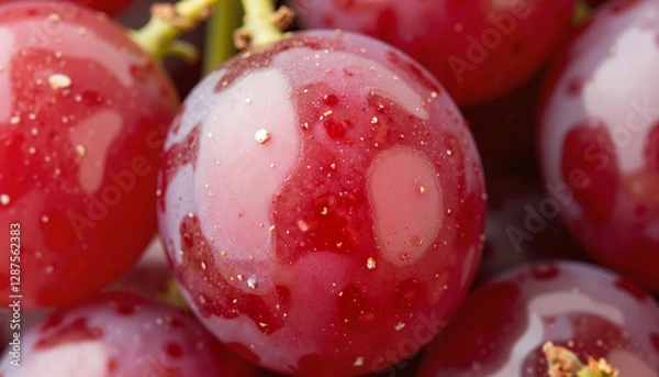 Fototapeta Macro shot of shiny red grape with natural bloom, wine symbolism