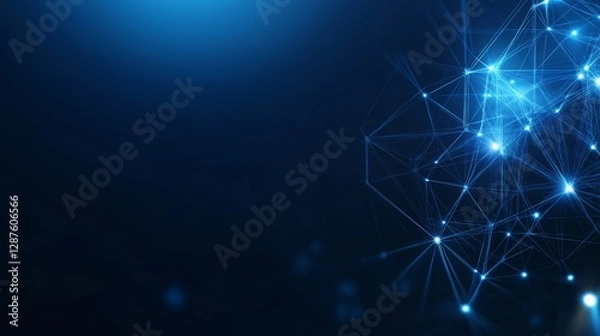 Fototapeta Abstract blue network connectivity background for tech and digital design.