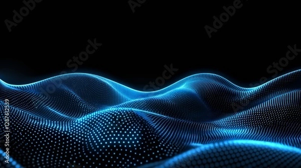 Fototapeta Luminous blue network connection with sparkling dots background. Based on Generative AI