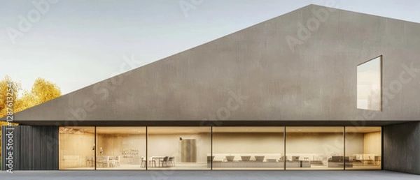 Fototapeta Modern architectural design highlights minimalist structure in urban park setting