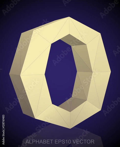 Fototapeta Abstract Yellow 3D polygonal O with reflection. EPS 10 vector.