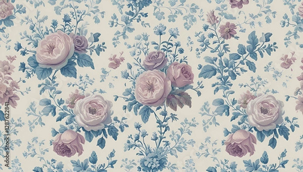 Obraz Timeless Elegance: Vintage Toile De Jouy Floral Pattern