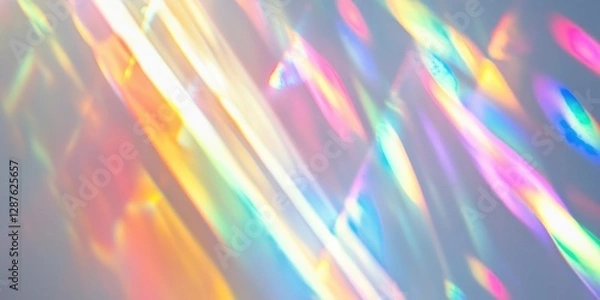 Fototapeta Dreamy holographic rainbow light refraction texture. Background with copy space