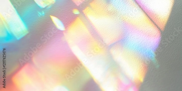 Fototapeta Dreamy holographic rainbow light refraction texture. Background with copy space