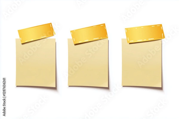 Fototapeta Blank Sticky Note on White Background – Office Reminder, Message, or Label for Business Use
