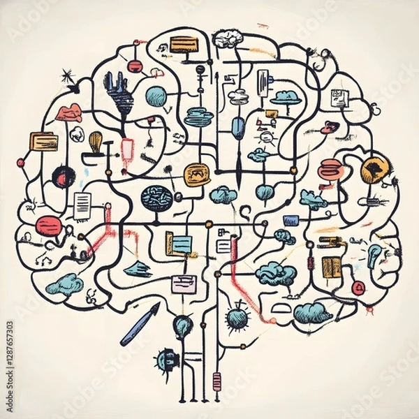 Obraz A mind map illustrating executive function, with interconnected concepts like planning and decision-making