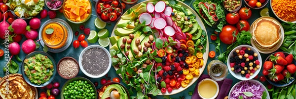 Obraz A Symphony of Flavorful Vegan Dishes - Exploring the Richness of Plant-Based Cuisine