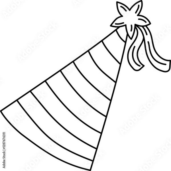 Obraz Hat Birthday Party Outline Hand-drawn