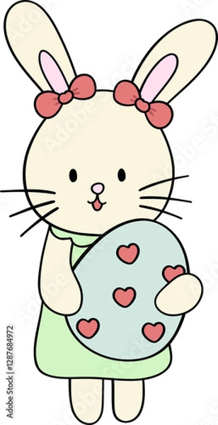 Fototapeta Coquette Happy Easter Bunny Rabbit Cartoon Flat design