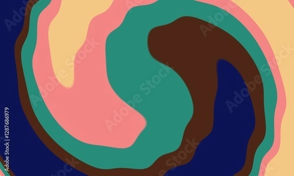 Obraz Colorful layered abstract topographic background.A wavy, layered abstract design resembling a topographic map. Vibrant and fluid, ideal for creative projects, backgrounds, and artistic compositions.