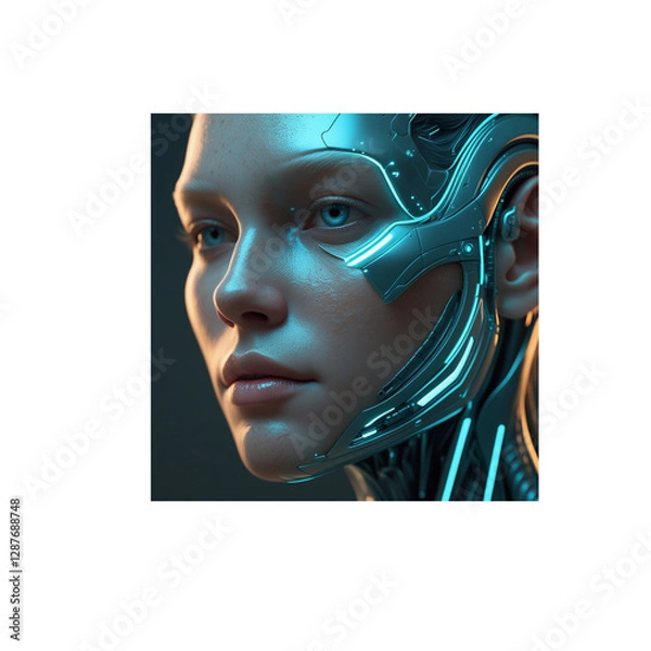 Fototapeta Human head with half digitalized