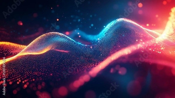 Obraz Abstract Digital Wave: A Symphony of Light and Color