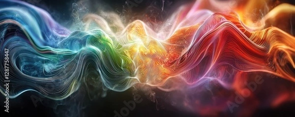 Fototapeta Abstract Background with Neon Organic Spectrum Effects Concept. Colorful Abstract Waves of Light and Energy Flowing in Motion