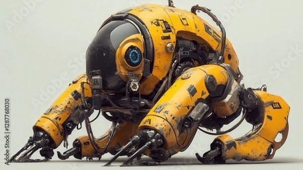 Fototapeta robot used in hazardous material cleanup, equipped with the technology to safely handle toxic substances without endangering human workers.