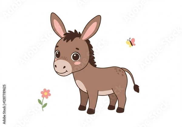 Obraz Adorable Donkey Foal Soft Pastel Colors. AI Generated