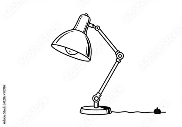 Fototapeta Elegant Desk Lamp Line Drawing Soft Light. AI Generated
