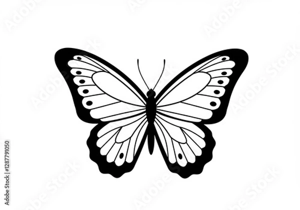 Fototapeta Elegant Black Butterfly Wing Design. AI Generated