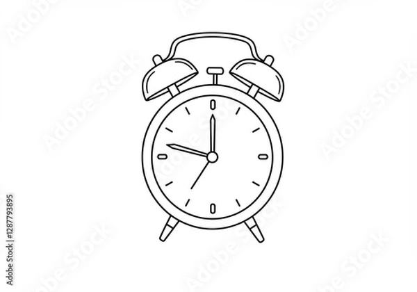 Fototapeta Classic Alarm Clock Line Drawing Simple Design. AI Generated