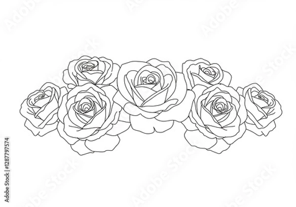 Obraz Elegant line art roses softly arranged. AI Generated